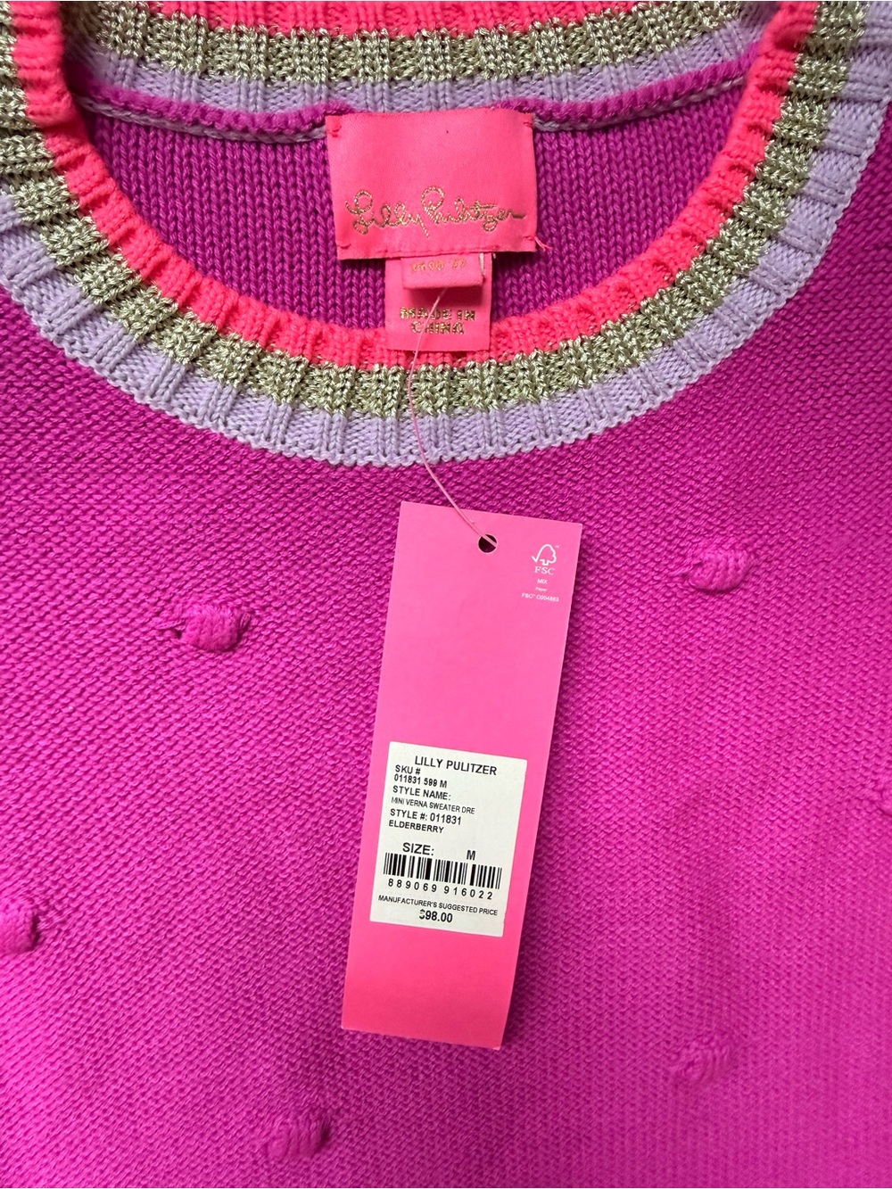 Lilly Pulitzer Fuchsia Dot Knit Sweater Dress - Picture 2 of 4